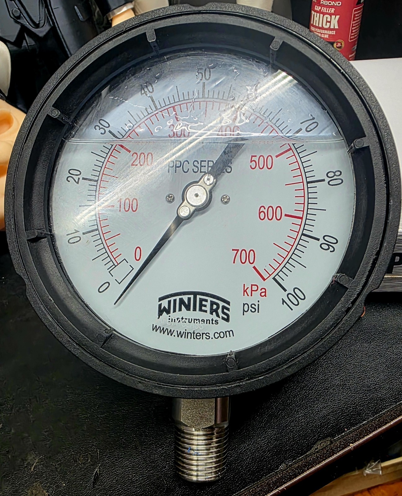 Winters Ppc5064-Sg45 Process Pressure Gauge, 0 To 100 Psi, 4 1/2 In Dial, 1/2