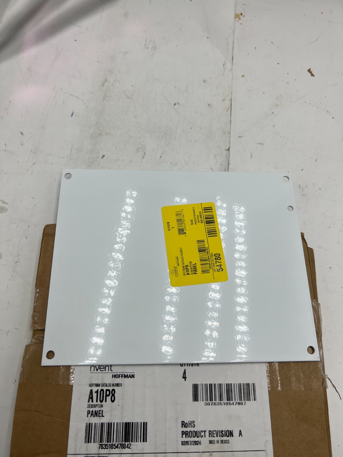 (Pack of 4) nVent Hoffman Panel for Junction Box Mild Steel White 10″ x 8″ A10P8