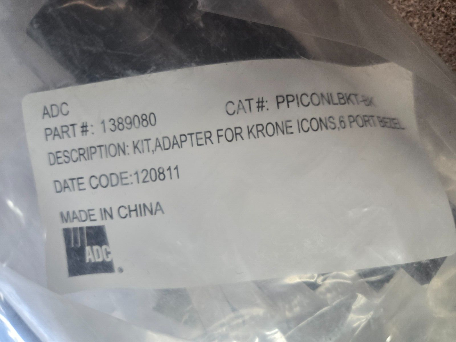 Adc 1389080 Ppiconlbkt–Bk Adapter Kit for Krone Icons, 6 Port Bezel