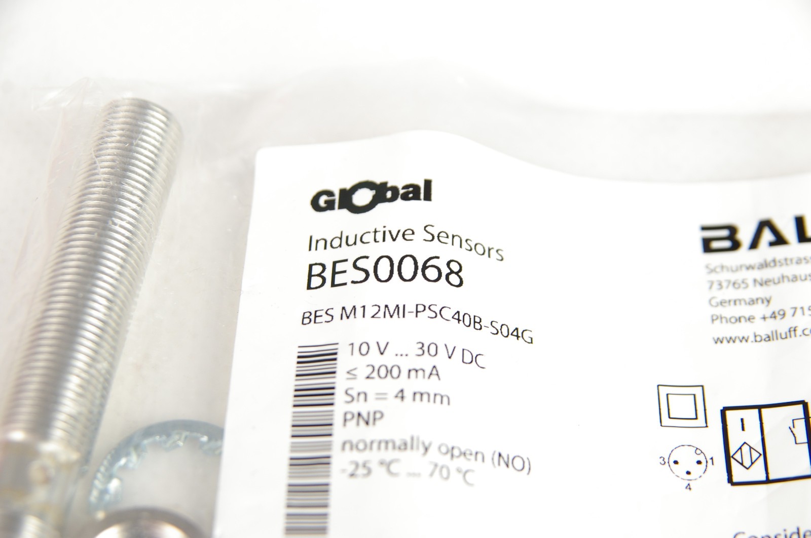Balluff BES0068 BES M12MI-PSC40B-S04G Inductive Sensor