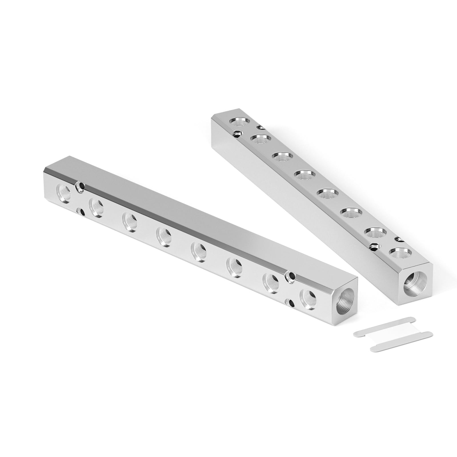 2 PCS 1/2″NPT Input 1/4″NPT Output 8 Way Aluminum Pneumatic Manifold Block