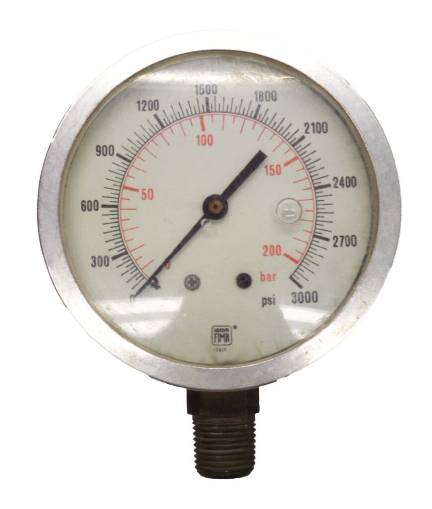 NEW NUOVA FIMA 0-3000PSI PRESSURE GAUGE 4-1/2″ DIA 2″ THICK 3/4″NPT