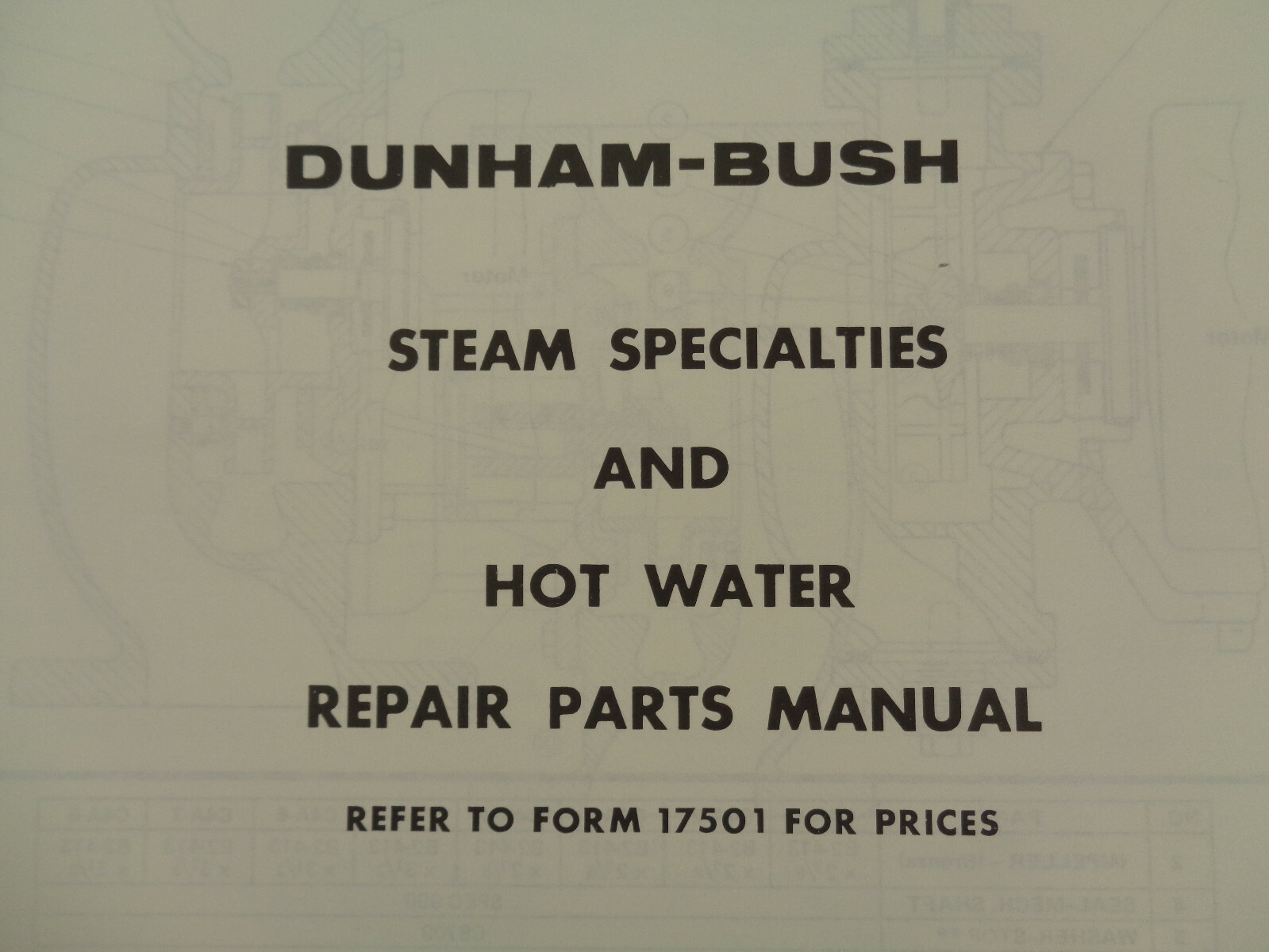 DUNHAM-BUSH Steam Specialties Hot Water Repair Parts Manual Form No. 2503H