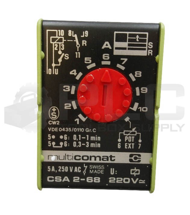 NEW MULTICOMAT CSA 2-68 TIME DELAY RELAY 5A 250VAC 220V