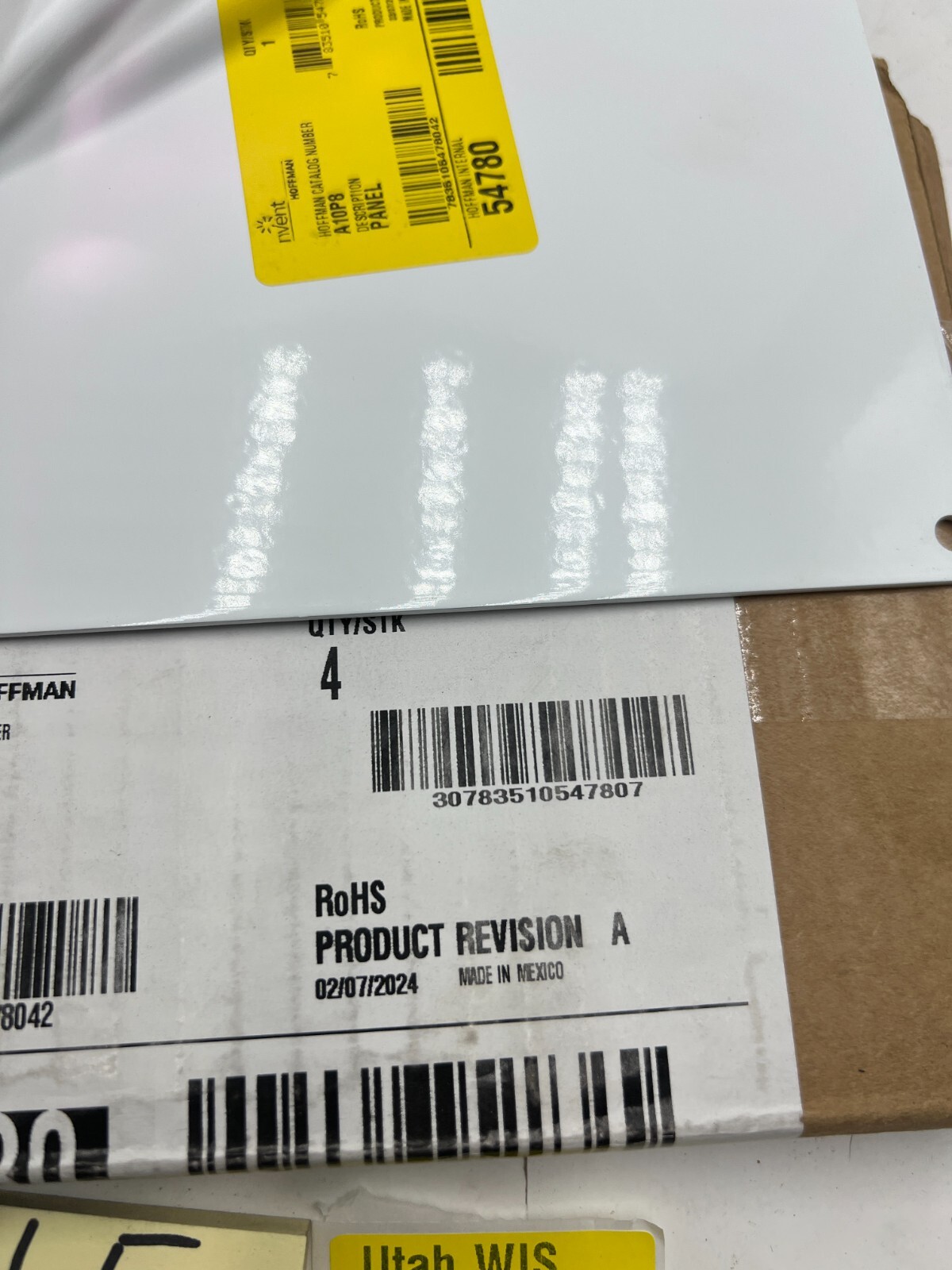 (Pack of 4) nVent Hoffman Panel for Junction Box Mild Steel White 10″ x 8″ A10P8