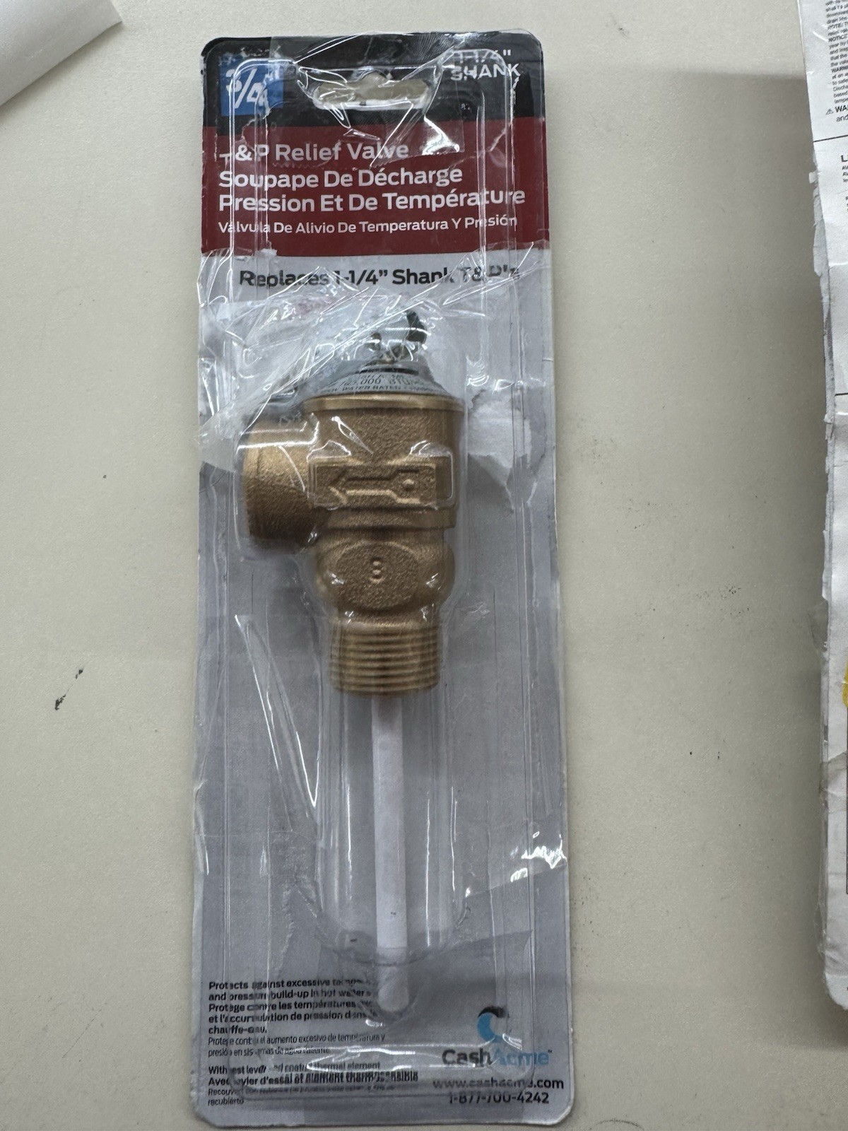 Cash Acme 3/4 in Bronze NCLX Temperature Pressure Relief Valve 1-1/4 in Shank