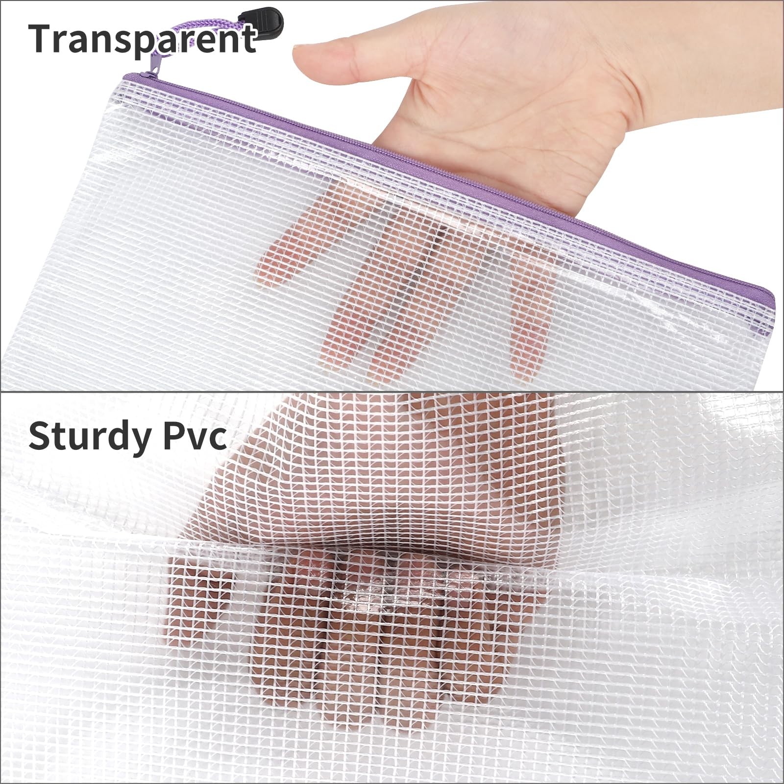 EOOUT 20pcs Mesh Zipper Pouch, Waterproof Bags, 8 Mutisize, 10 Color