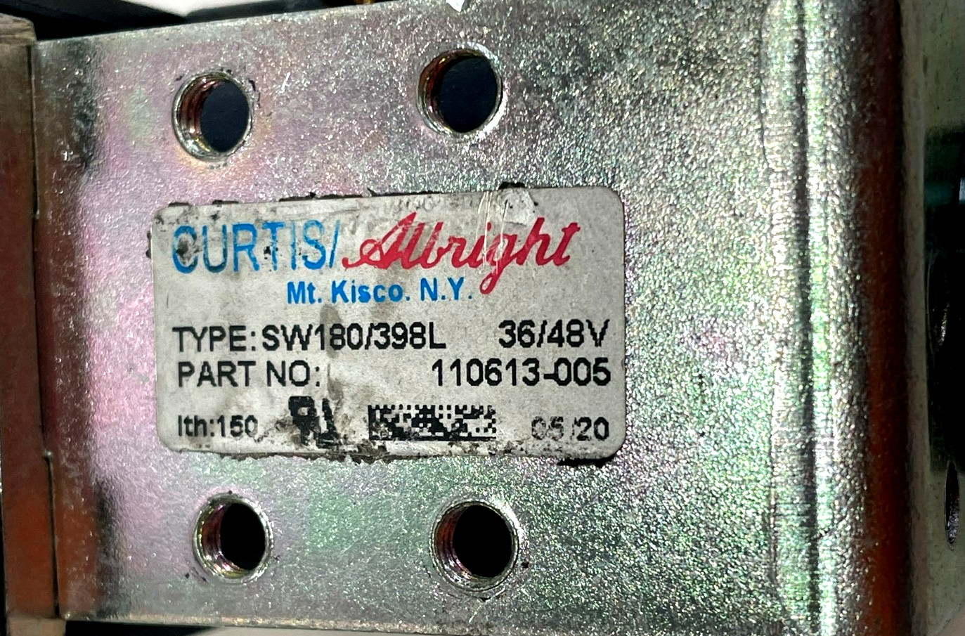 USED CURTIS ALBRIGHT 110613-005 CONTACTOR 36-48V 110613005