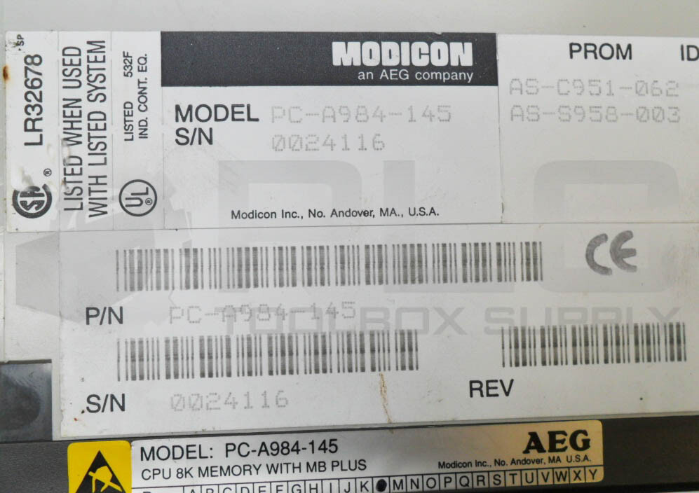 AEG MODICON PC-A984-145 PROCESSOR MODULE