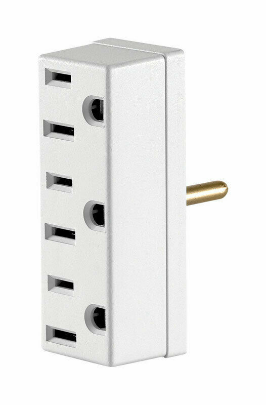 Leviton 697-W, Tripe Outlet Grounding Adapter, 15A-125V, White, Lot of 2, FS