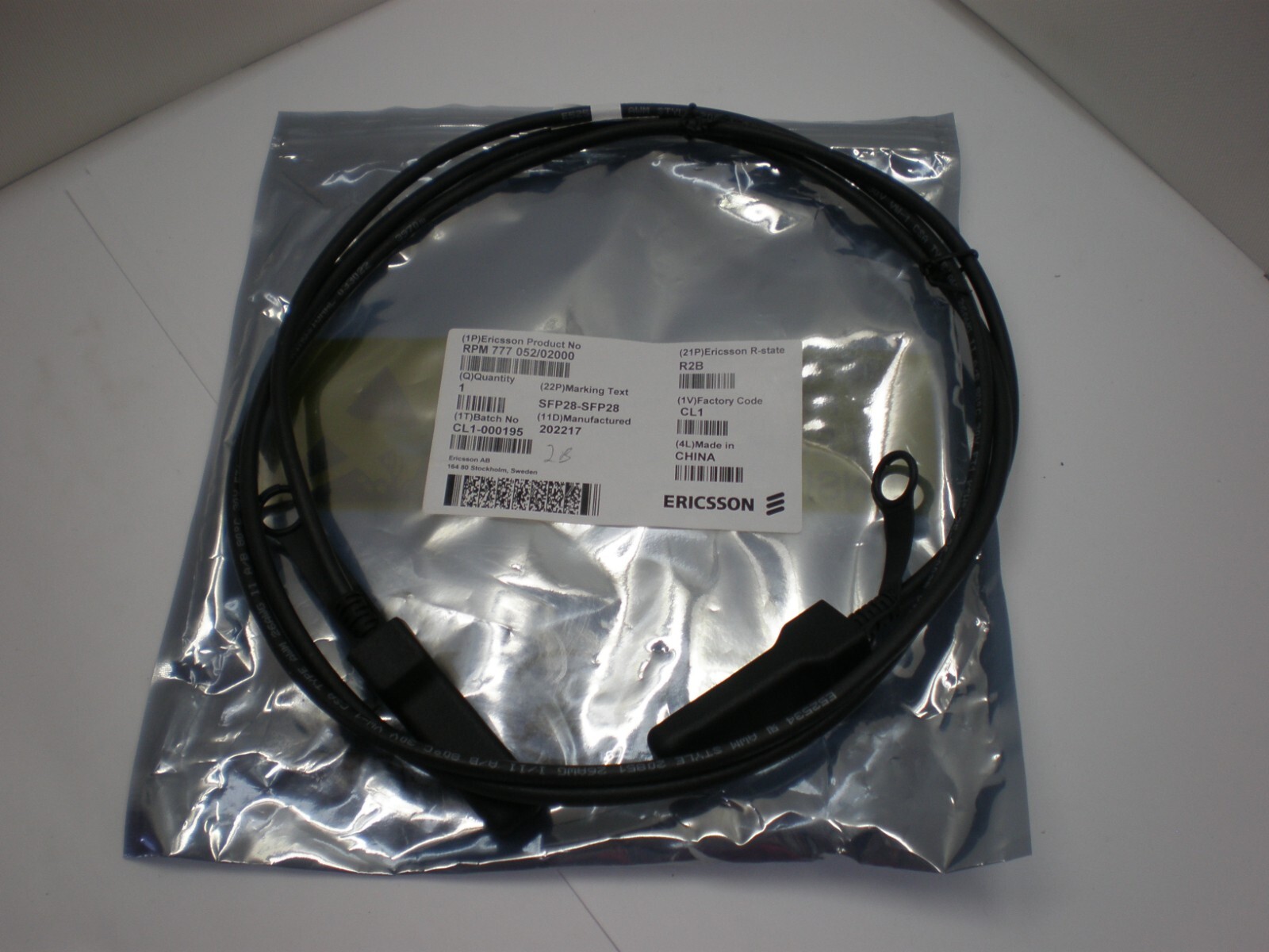 Ericsson RPM777052/02000 CABLE WITH CONNECTOR. SFP28 – SFP28