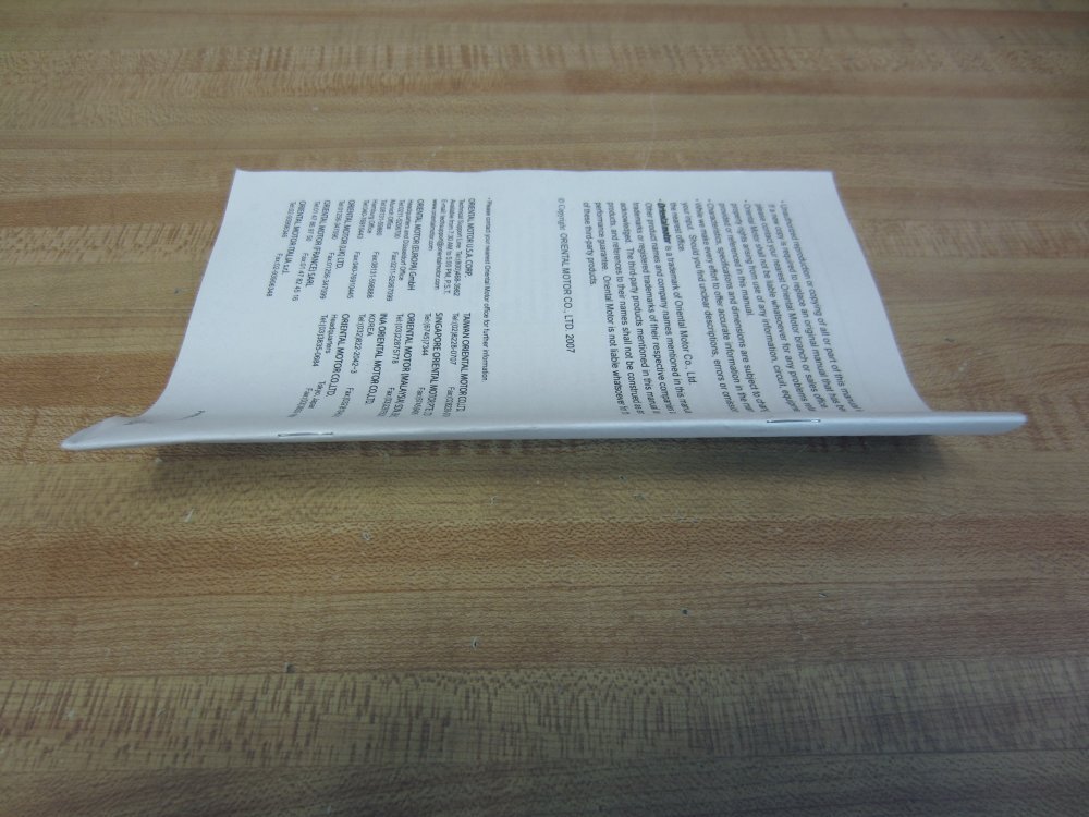 Oriental Motor HM-5048-4 Brushless DC Motor and Driver Operating Manual HM50484