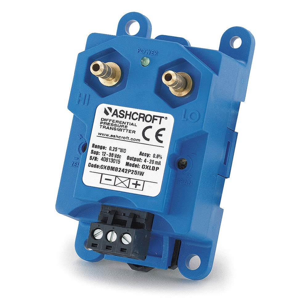ASHCROFT CX8MB242P25IWL Diff. Transmitter, -0.25 to 0.25 in wc 2AGE3