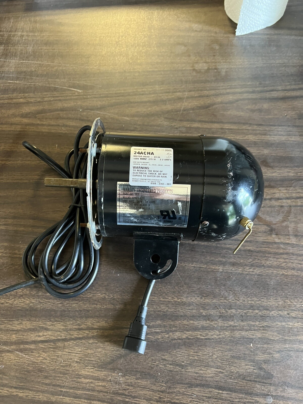 Marley Fan Motor 24″ Commercial Air Circulator W Front & Rear Guard & Blade .