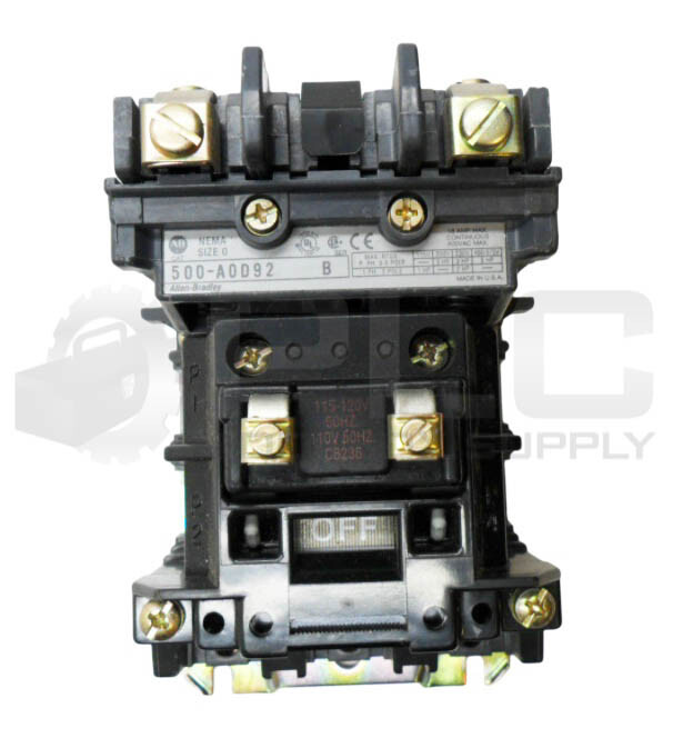 ALLEN BRADLEY 500-A0D92 /B CONTACTOR 18A 600VAC W/ CB236 COIL 110-120V 50/60HZ