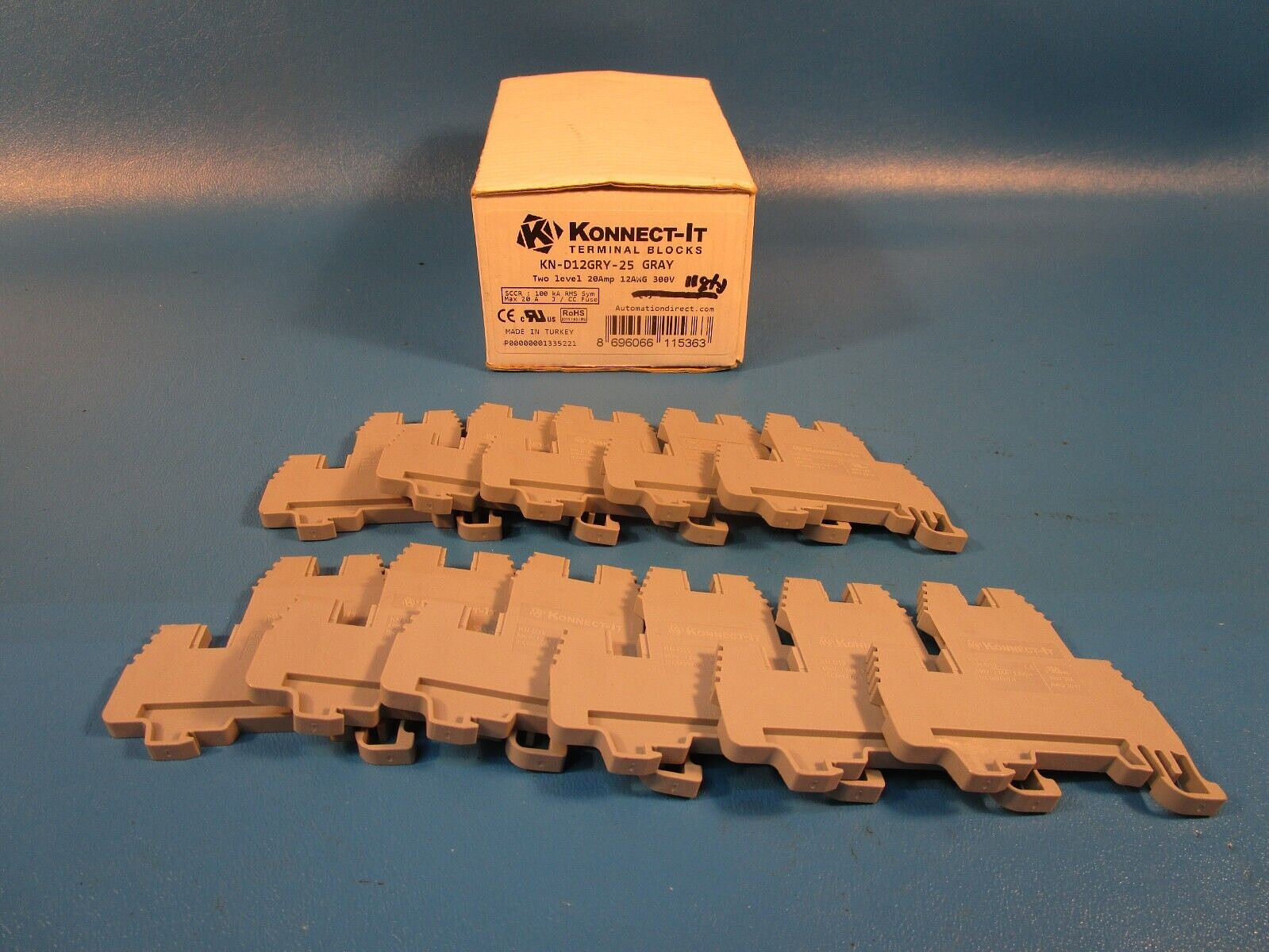 LOT OF 11 Konnect-It KN-D12GRY, Screw Double-Level Feedthrough Terminal Block