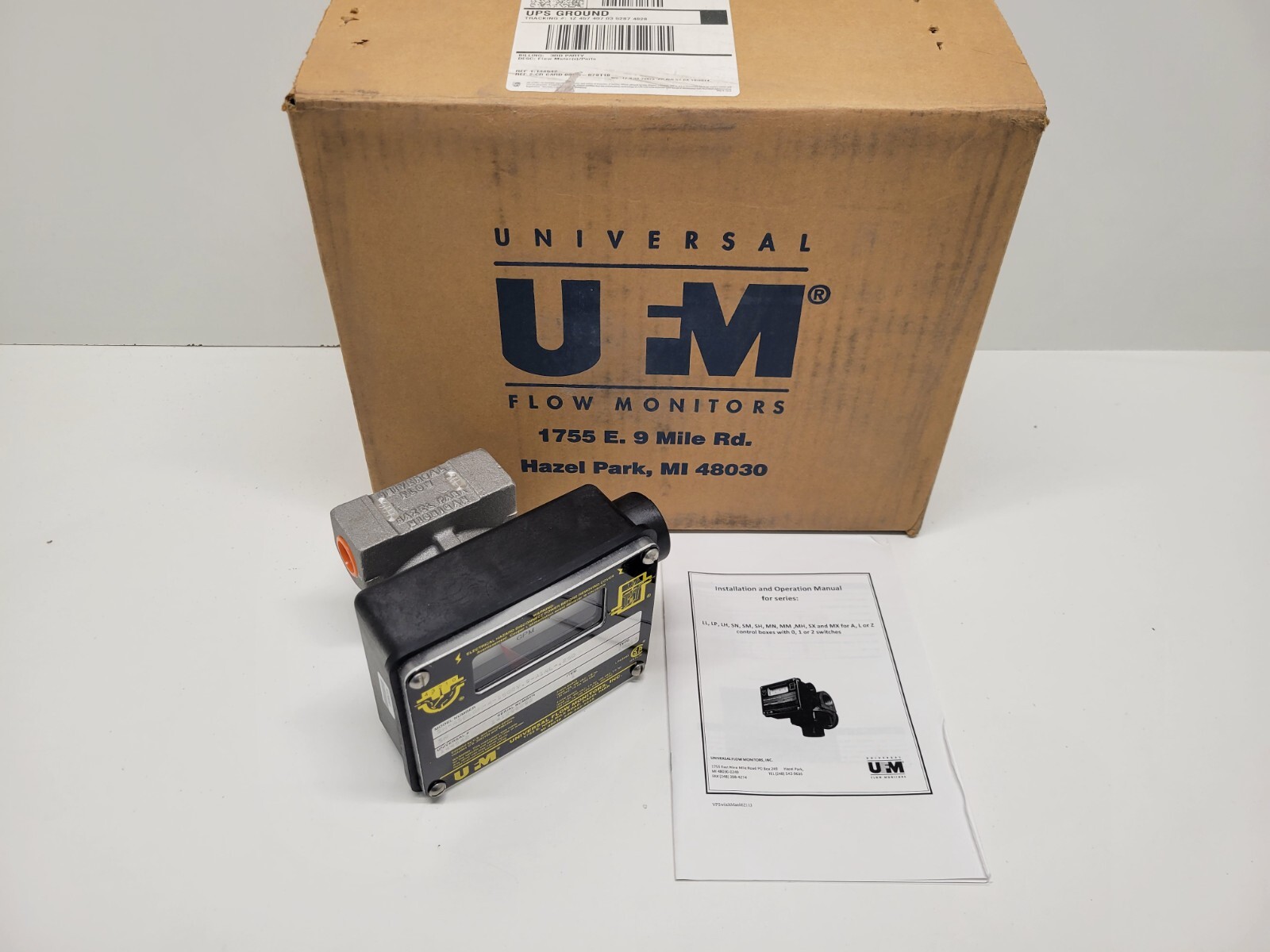 NEW OLD STOCK! UFM FLOW MONITOR SN-ASB1GM-4-1500V.9-A1NL-.25D 0-1 GPM