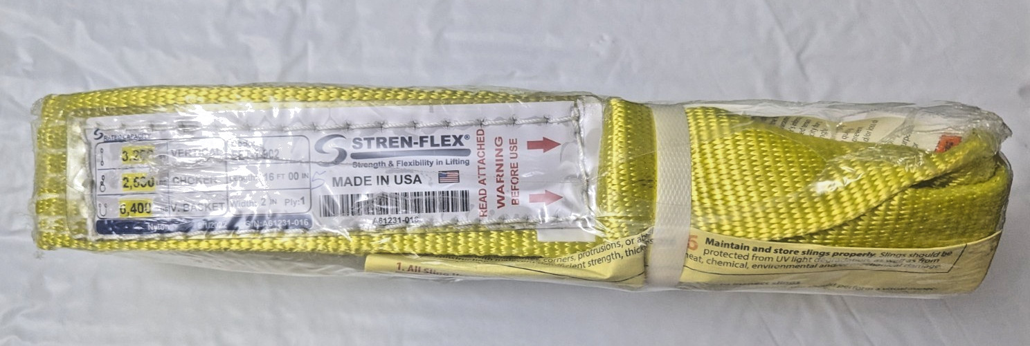 STREN-FLEX EET-1-902-16 Synthetic Web Sling, Type 4, 15 ft L, 2 in W, Nylon,
