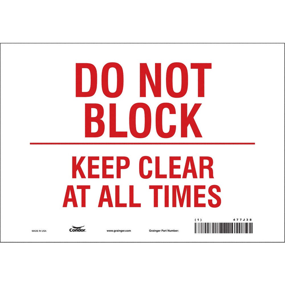 CONDOR 477J38 Safety Sign,7 in x 10 in,Vinyl 477J38