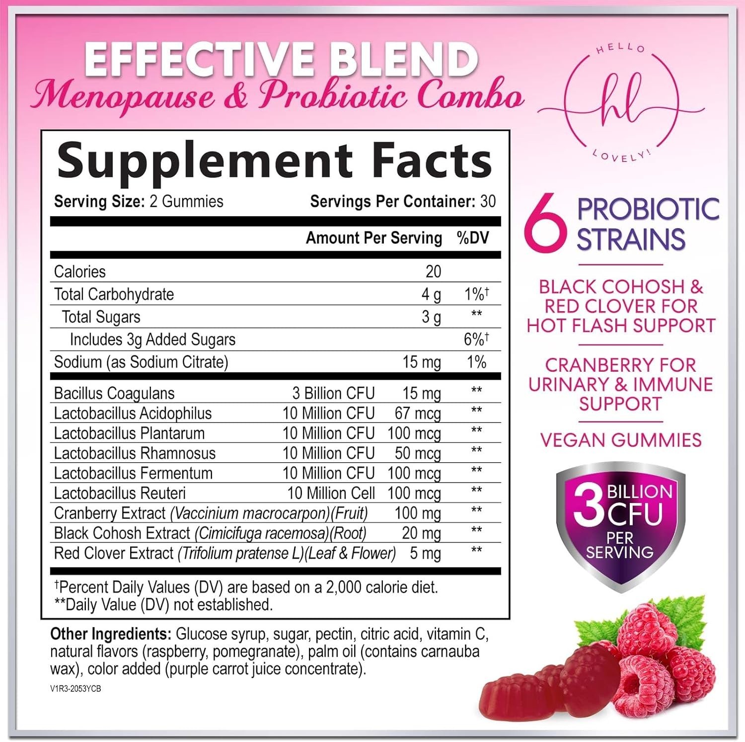 Menopause Supplements for Women Gummies – with Black Cohosh, Cranberry 3 Billion