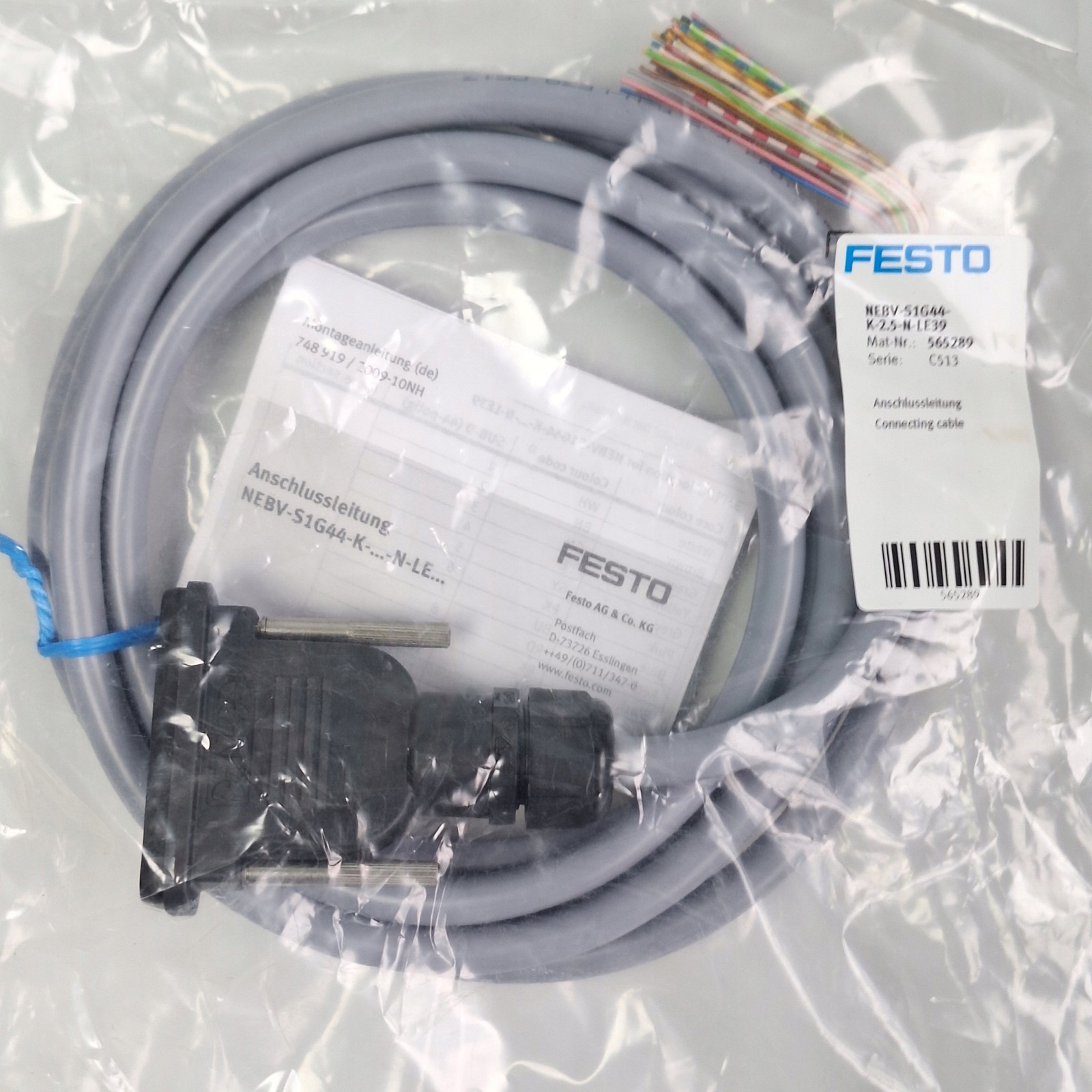 Festo NEBV-S1G44-K-2.5-N-LE39 Cable 2.5m 44-Pin Sub-D to Open End 565289