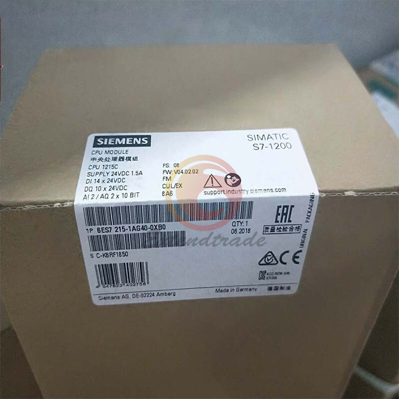 1PCS SIEMENS 6ES7215-1AG40-0XB0 DC 6ES7 215-1AG40-0XB0 CPU 1215C NEW