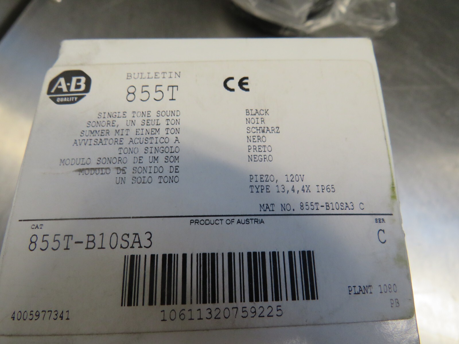 Allen Bradley 855T-B10SA3 Ser. C Single Tone Sound
