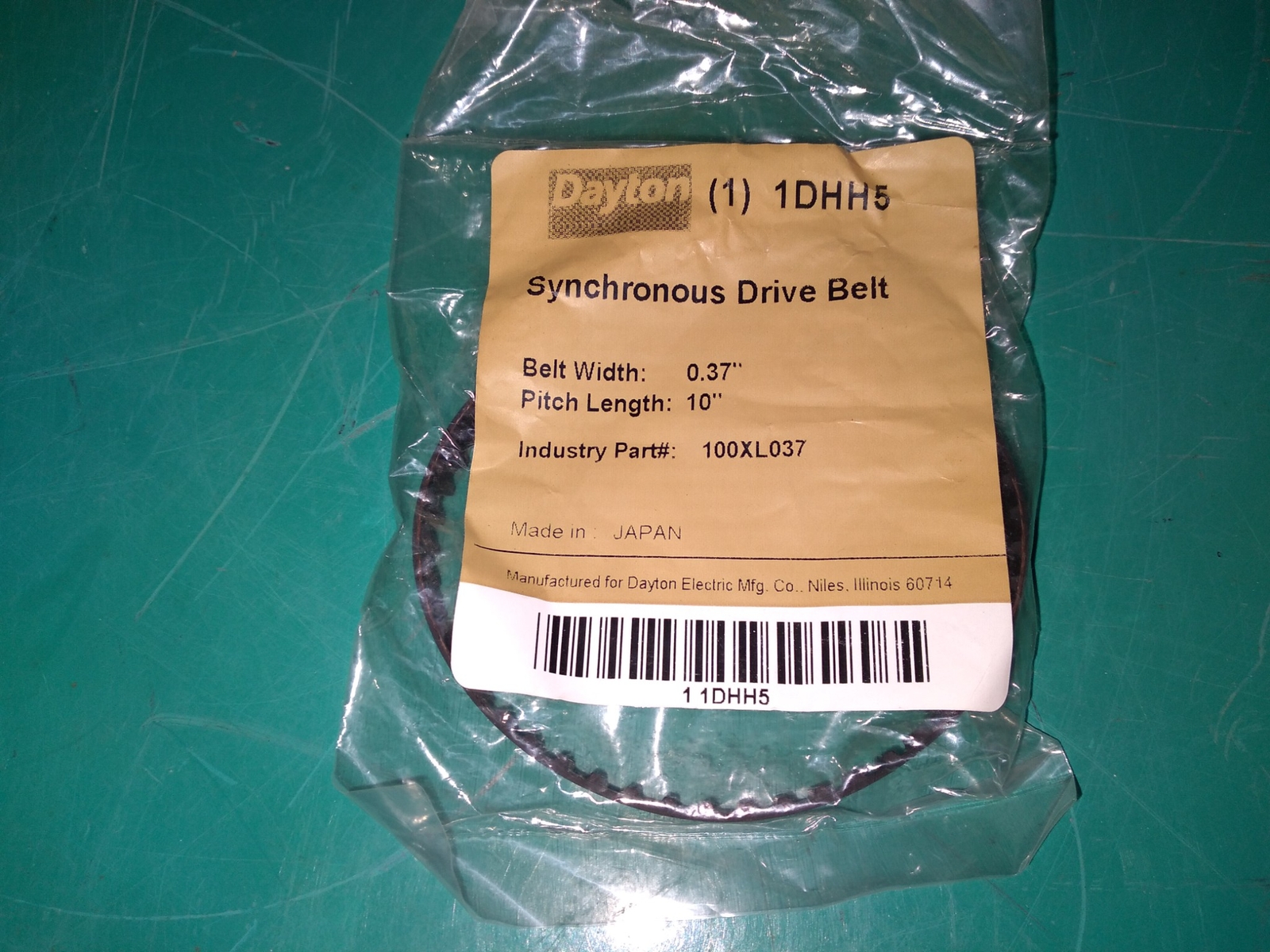 DAYTON 1DHH5 SYNCHRONOUS DRIVE BELT 0.37″WIDTH 10″LENGTH 100XL037