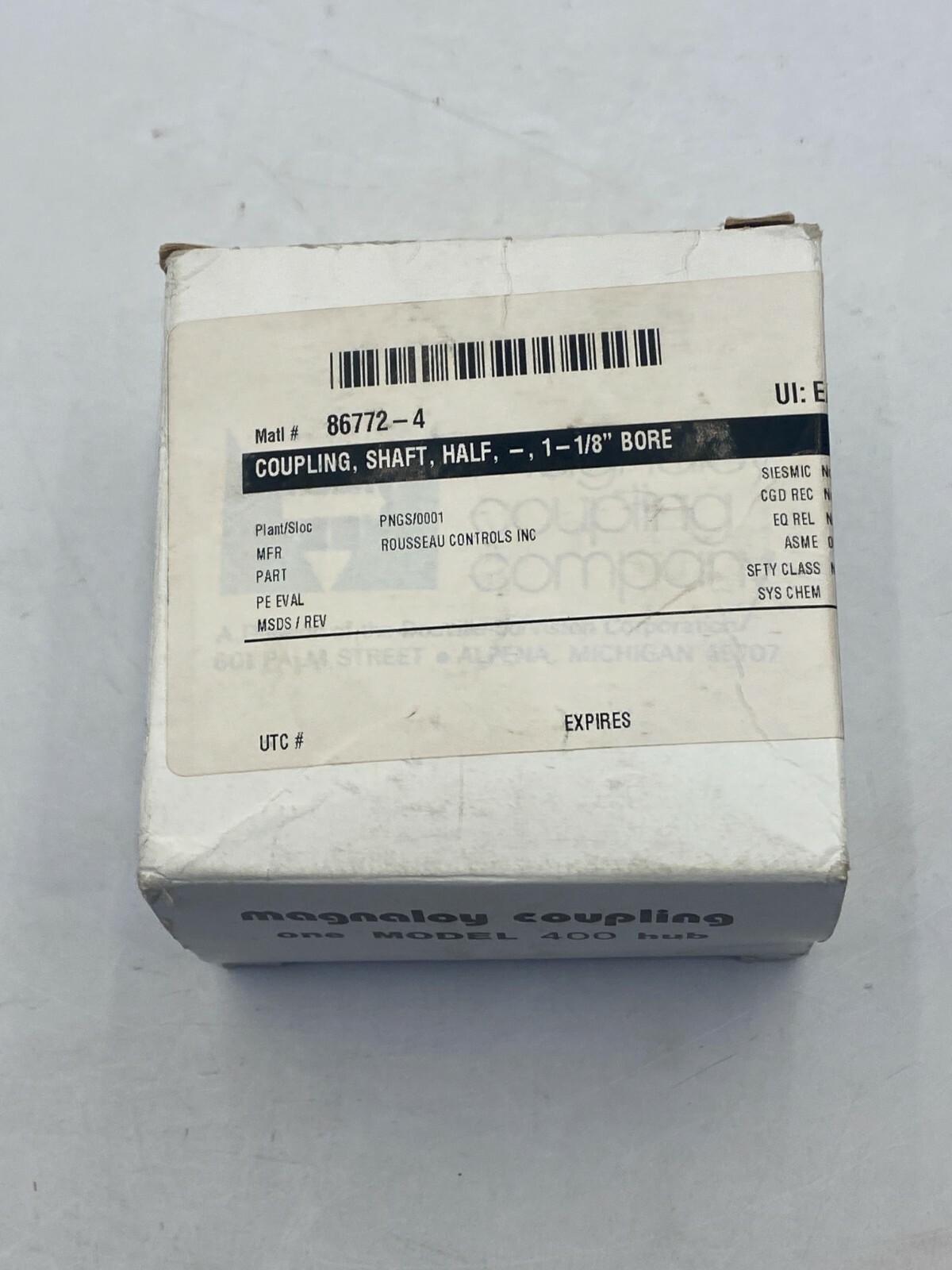 MAGNLOY MODEL 400 COUPLING HUN 1″BORE1-1/8X1/4 NIB