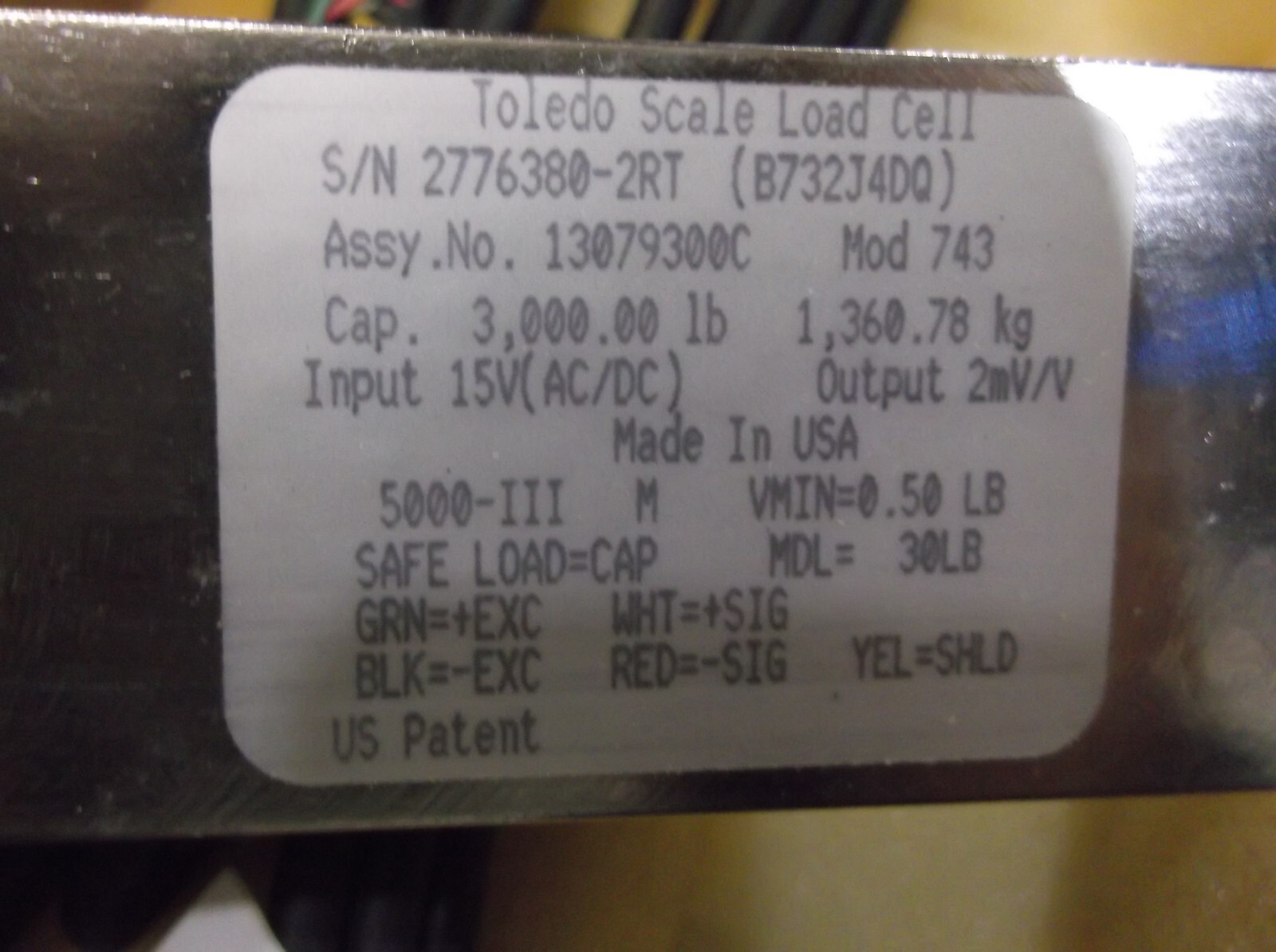 NIB METTLER TOLEDO 13079300C LOAD SCALE 3000 POUNDS (854)