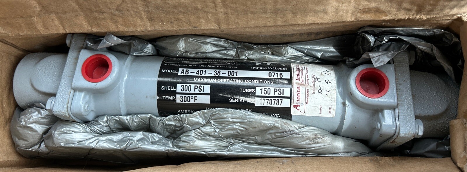 NEW! AMERICAN INDUSTRIAL AB-401-38-001 0716 HEAT EXCHANGER. AE