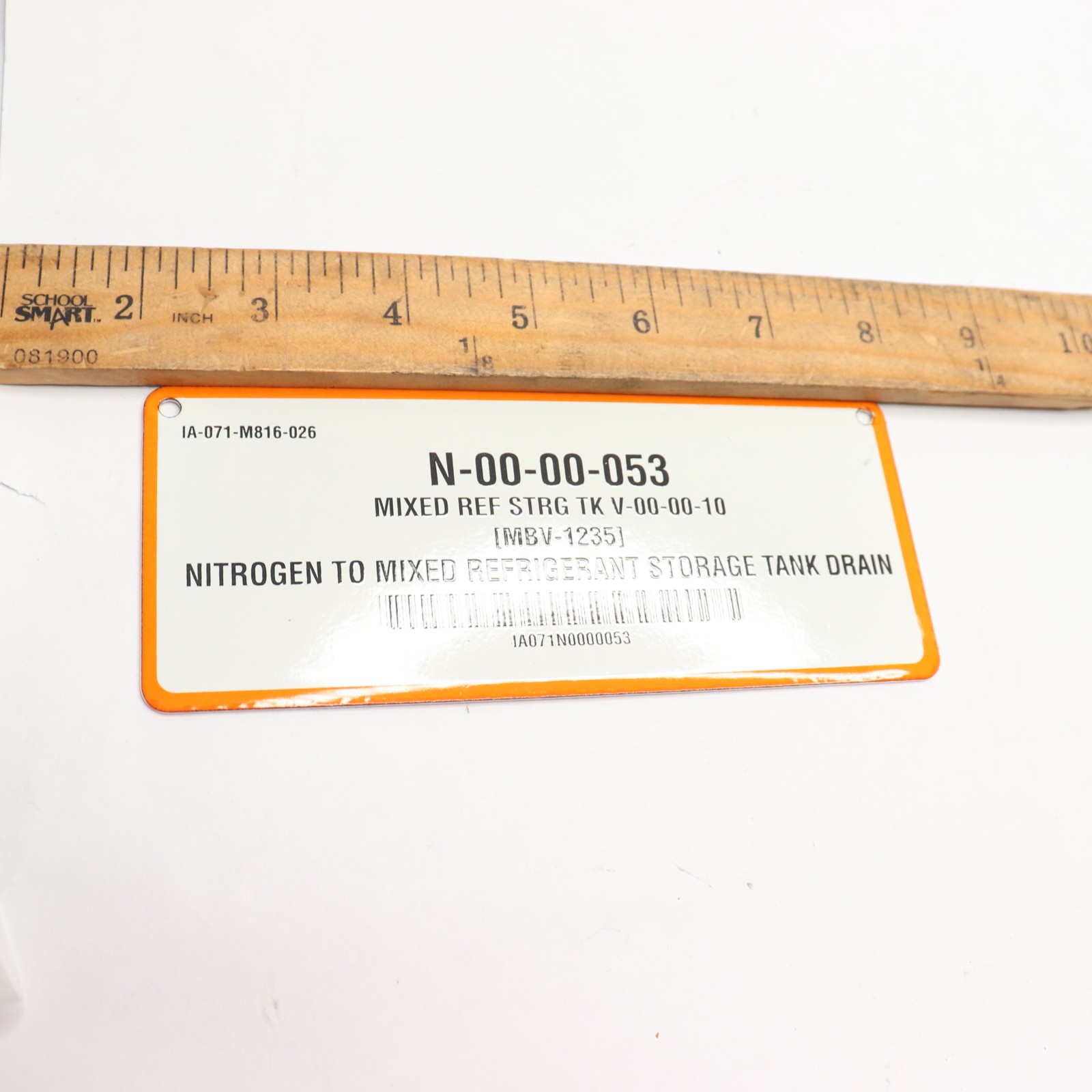 Nitrogen To Mixed Refrigerant Storage Tank Drain Plate IA-071-M816-026