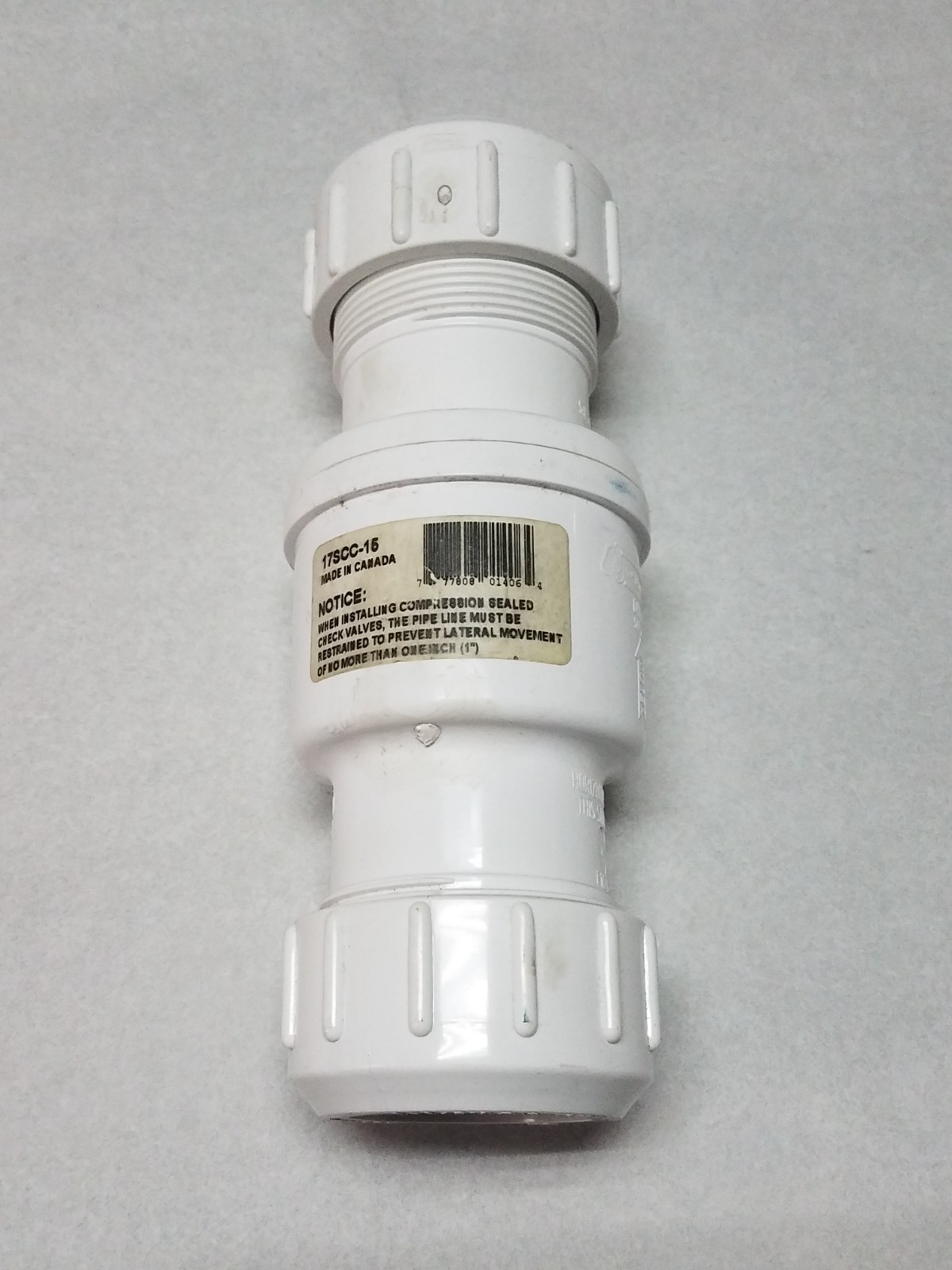 GRANBY 17SCC-15 1-1/2″ UNION COMPRESSION PVC SWING CHECK VALVE NNB