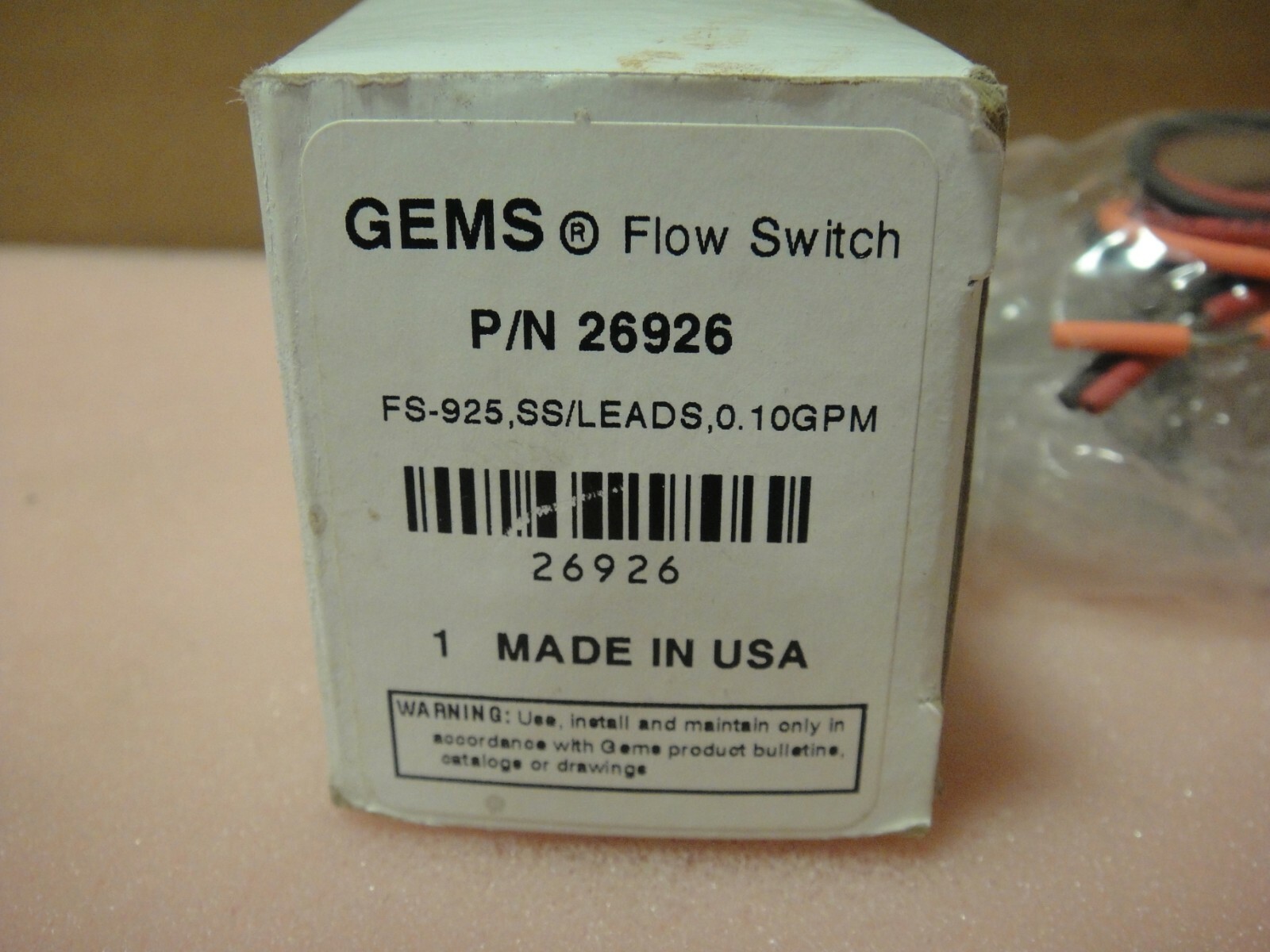 Gems Flow Switch 26926 FS-925 10GPM open box new pictured