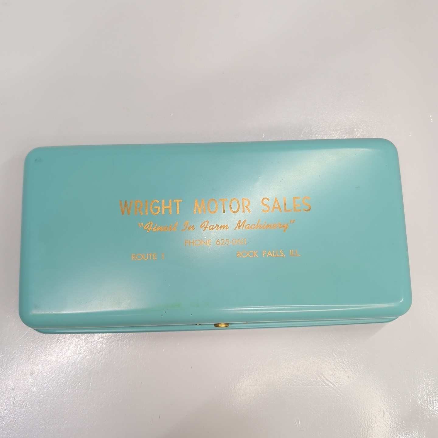 Vintage Metal Cash Lock Box Wright Motor Sales Rock Falls Illinois No Key Farm
