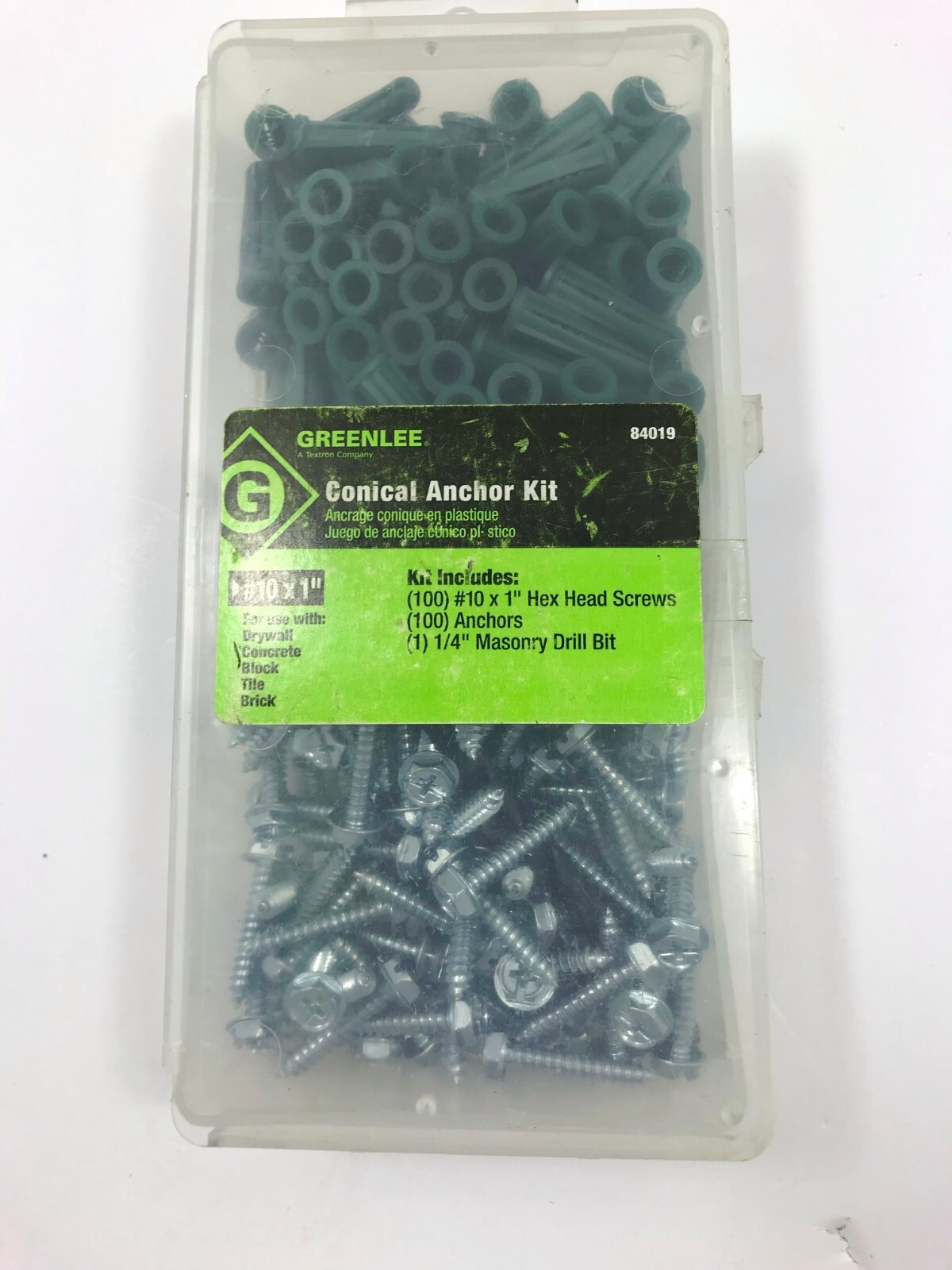 GREENLEE 84019 ANCHOR KIT CONICAL (#10X1, 84019)