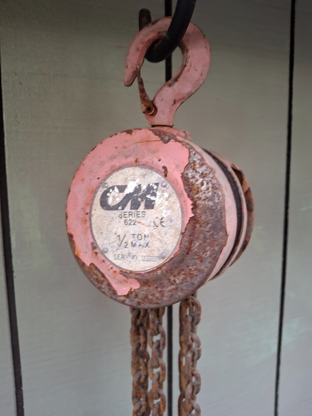 CM Hoist 622 1/2 Ton 12 Ft Chain Hand Chain Hoist 3/16 Thick