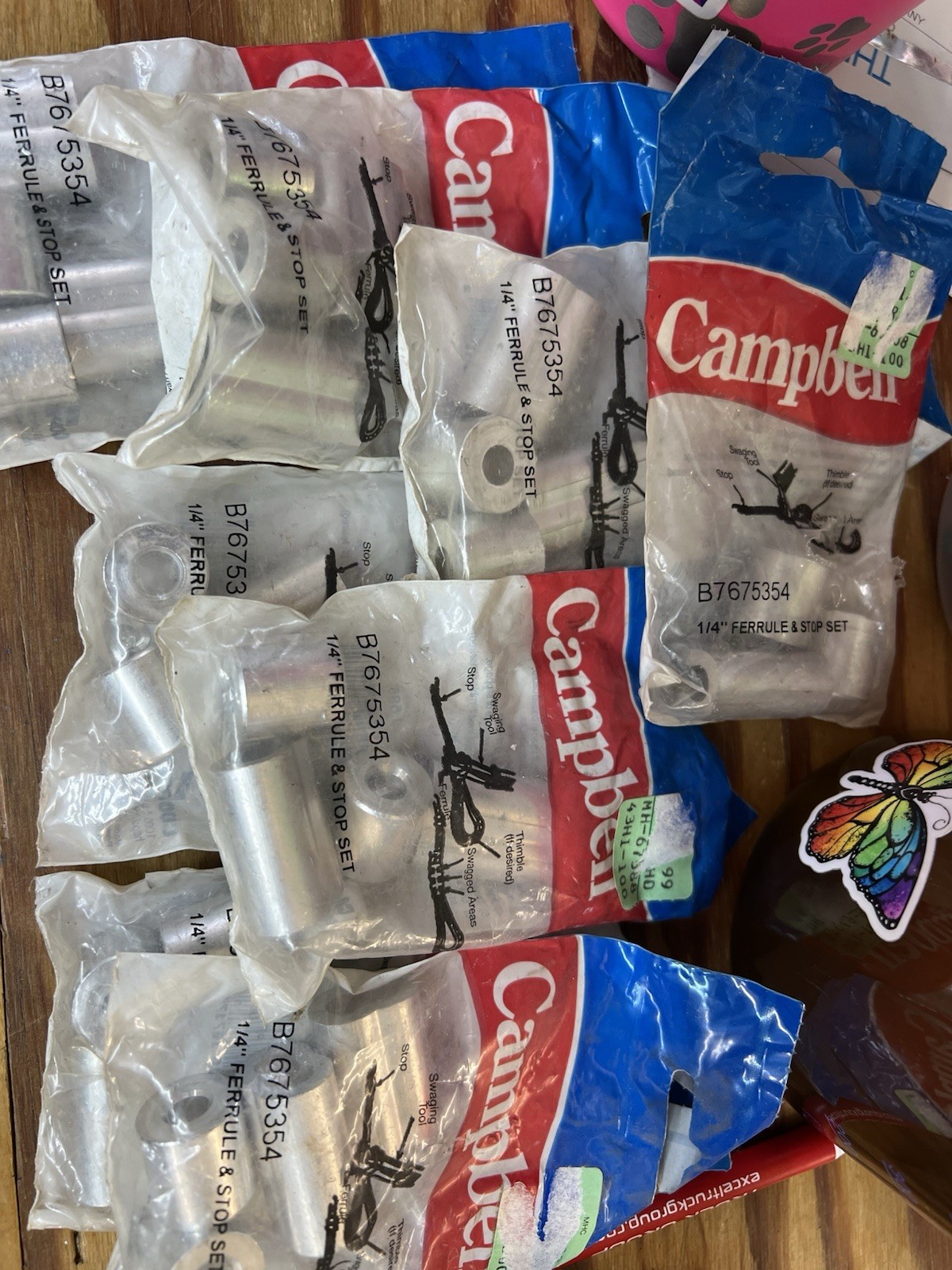 Campbell 1/4 CABLE FERRULE & STOP SET B7675354 LOT OF 8 NEW