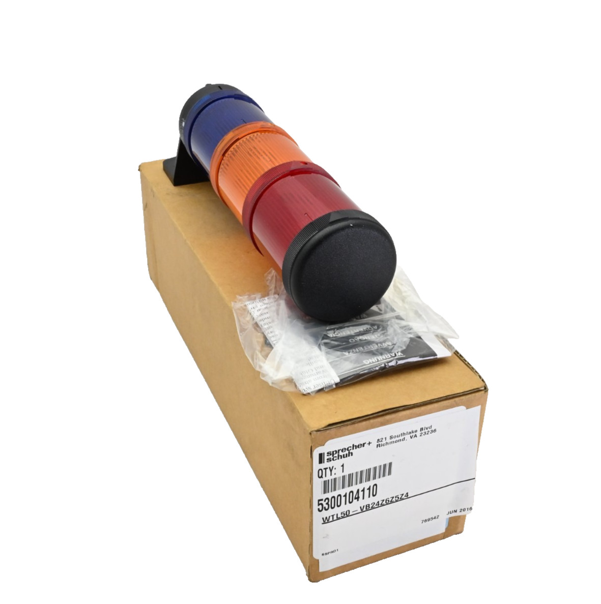 SPRECHER+SCHUH WTL50-VB24Z6Z5Z4 Tower Assy 50MM Vertical Mount Red/Yellow/Blue