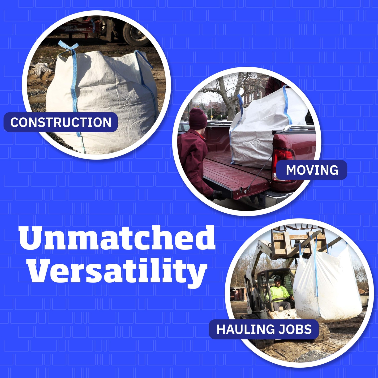DURASACK Heavy Duty Builder’s Bulk Bags 100-Gallon White Woven Polypropylene