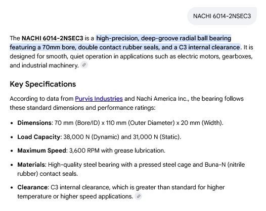 1 NEW NACHI 6014-2NSEC3 70X110X20 RADIAL DEEP GROOVE BEARING NIB **MAKE OFFER**