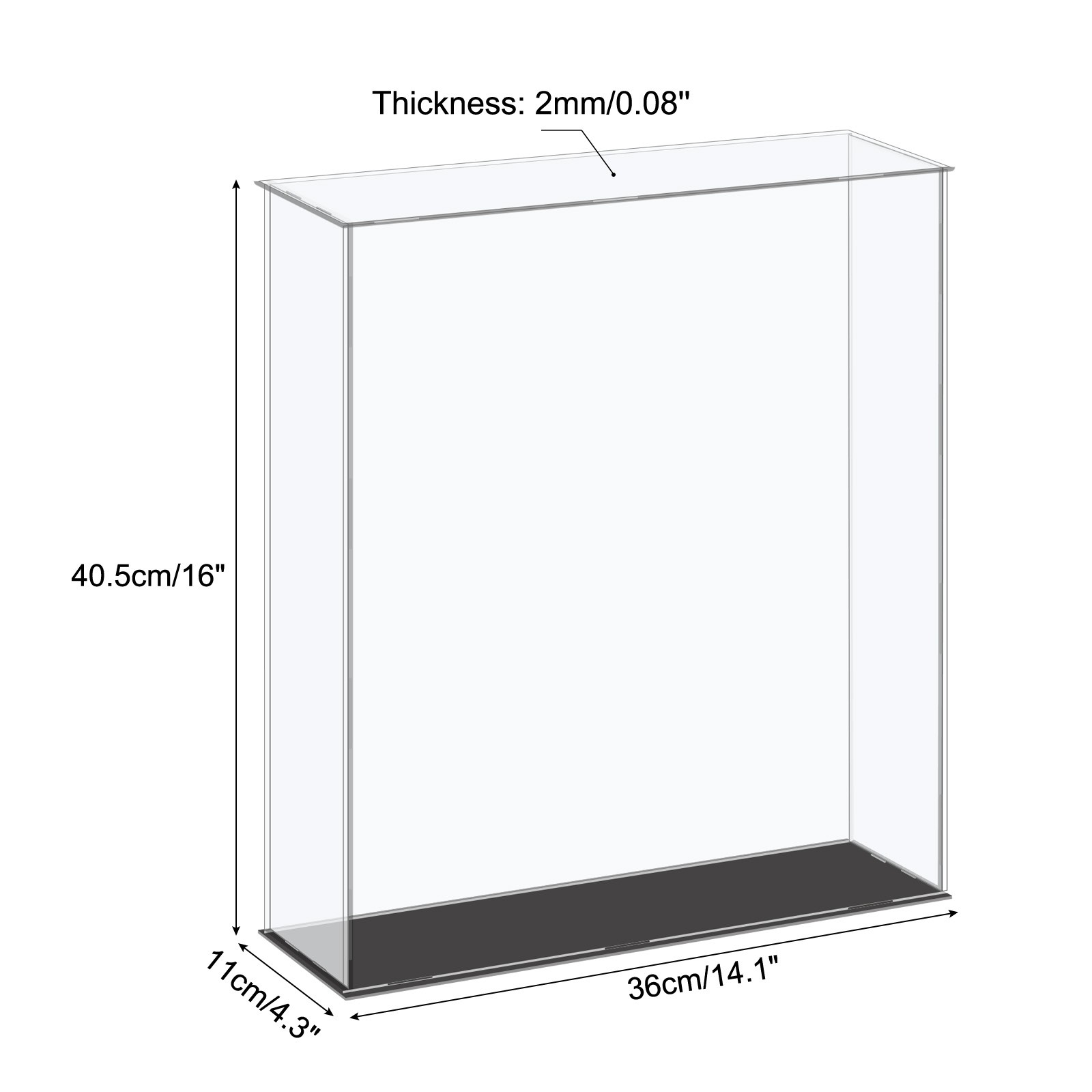 Acrylic Display Case Plastic Box Cube Storage Box Clear 36x11x40.5cm