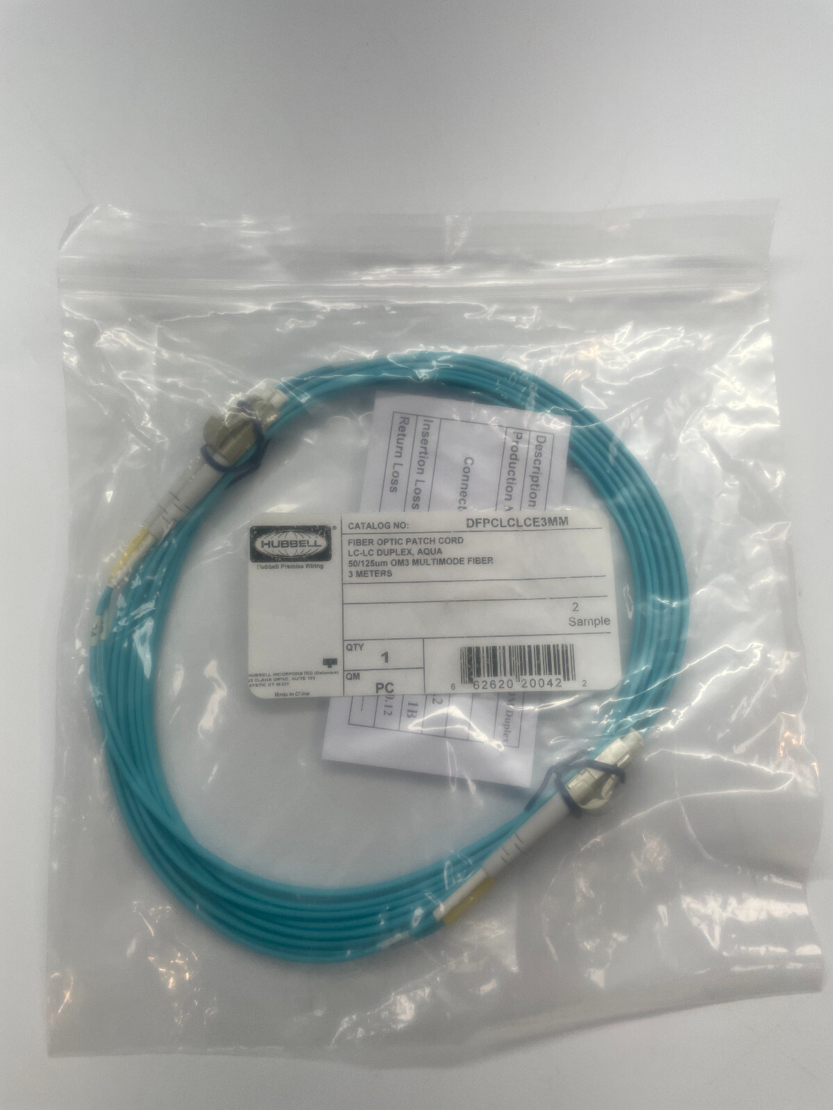 Hubbell – DFPCLCLCE3MM – Fiber Patch Cord LC to LC Duplex MM 50/125 10GbE 3m