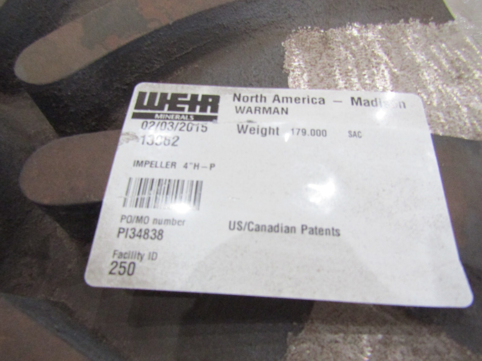 Weir Pump 13062 Impeller 4″ H-P