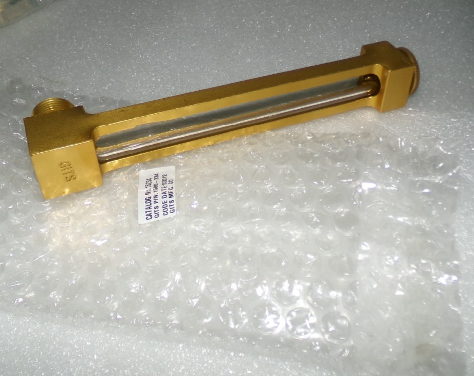 Gits 15234 Liquid Level Gauge Aluminum Gold Anodize Glass 1/2-14 Thread NEW