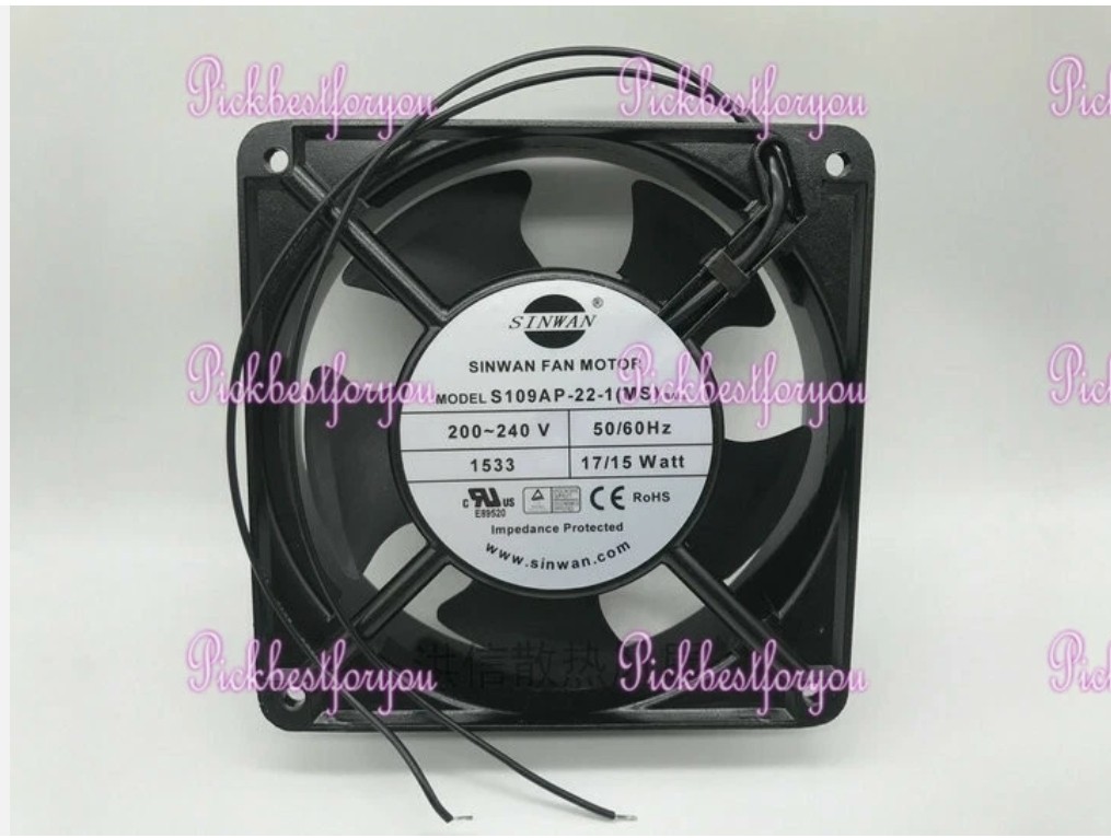 SINWAN Fan S109AP-22-1 AC 220-230V 50/60HZ 17/15W 120x120x38.5mm 2wire