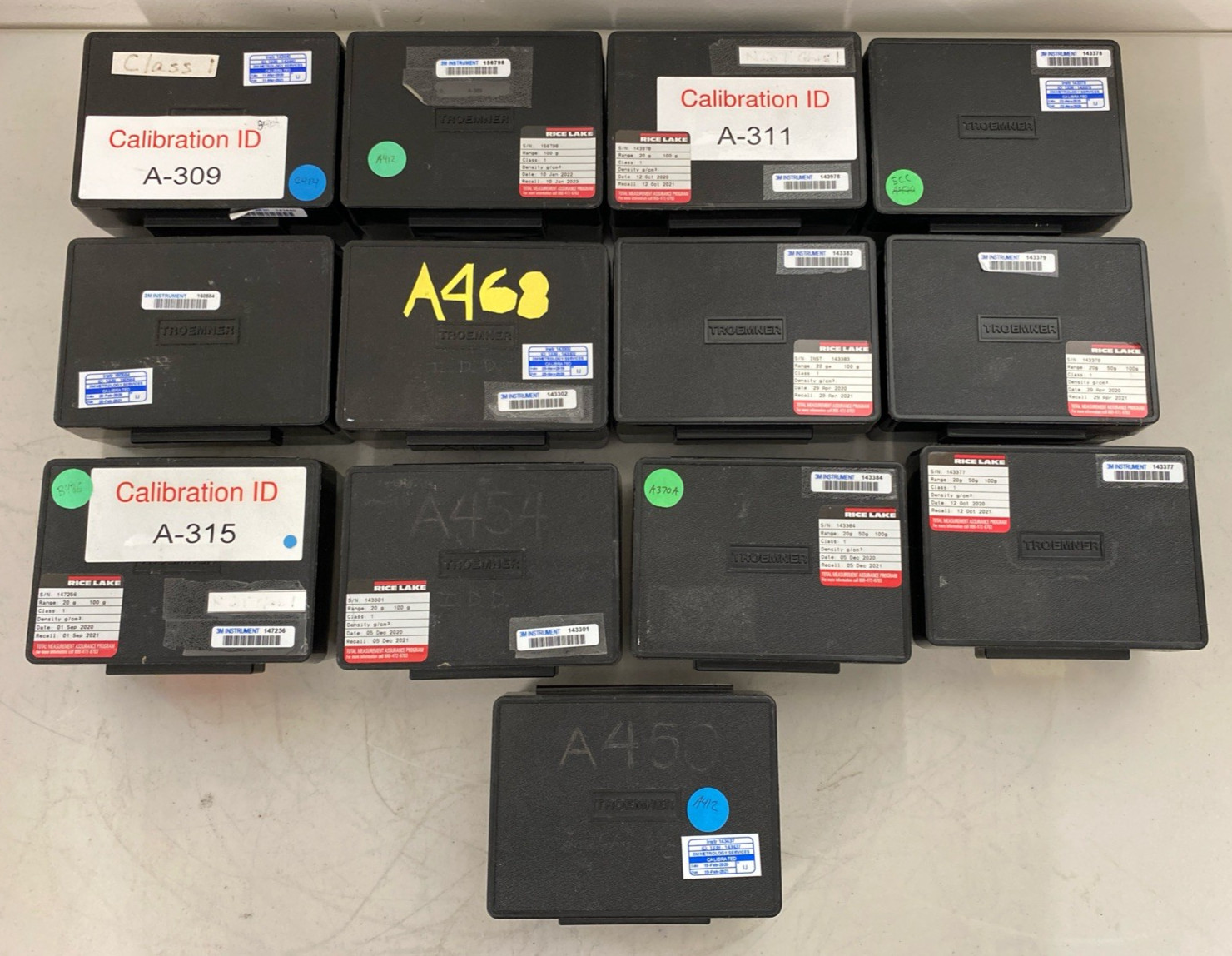 Lot 13 Cases Rice Lake Weighing Systems Test Weight Set 20g 50g 100g Class 1 3M