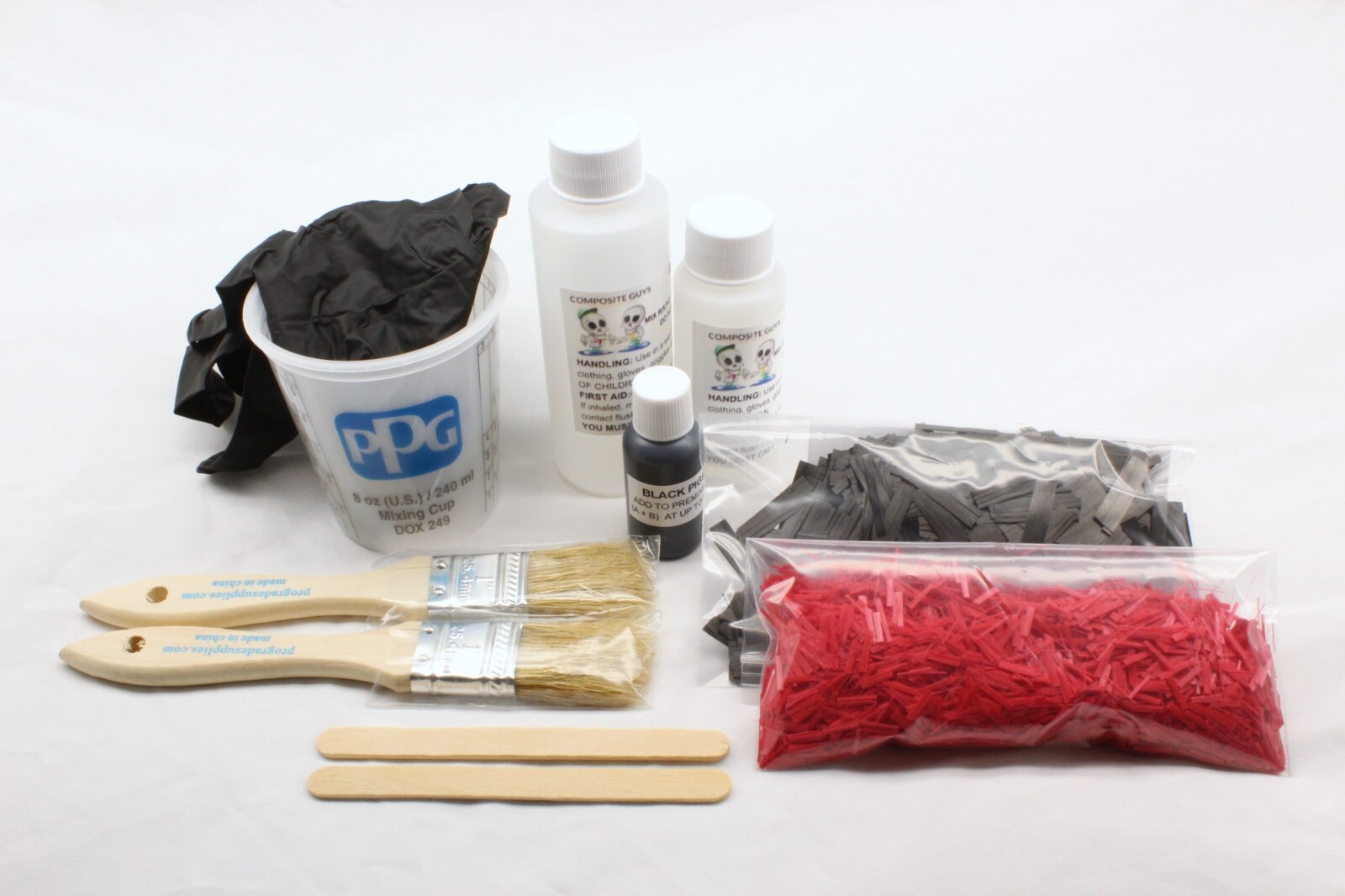 DIY CHOPPED CARBON FIBER KIT WITH REAL CARBON FIBER WITH RED FIBERGLASS