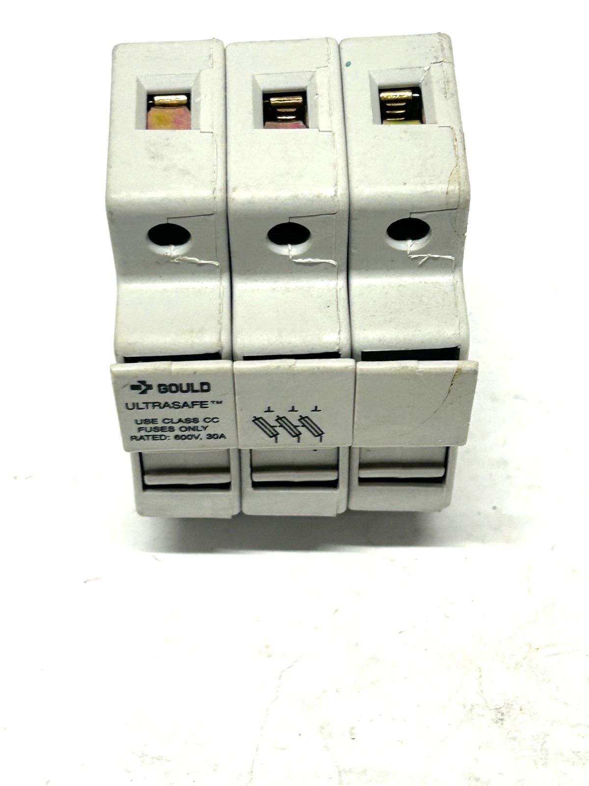 Gould UltraSafe USCC3 Class CC Fuse Holder 3 Pole 600V 30A 200kA DIN Rail