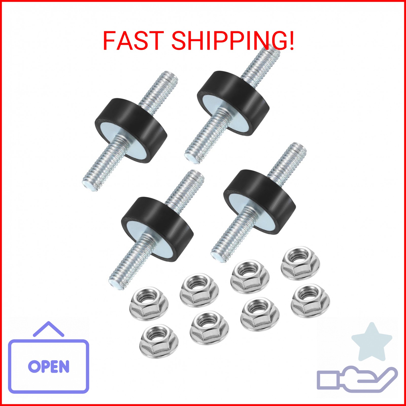 uxcell 4Pcs M6 x 18mm Rubber Mounts, 8 x 20mm Cylindrical Anti Vibration Isolato
